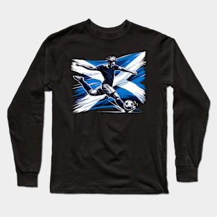 Dynamic Scotland Soccer Star in Action - Vector Design Long Sleeve T-Shirt